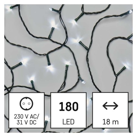 CATENA LUMINOSA 180 LED LUCE FREDDA 18MT 8 GIOCHI DI LUCE INTERNO ESTERNO D4AC09