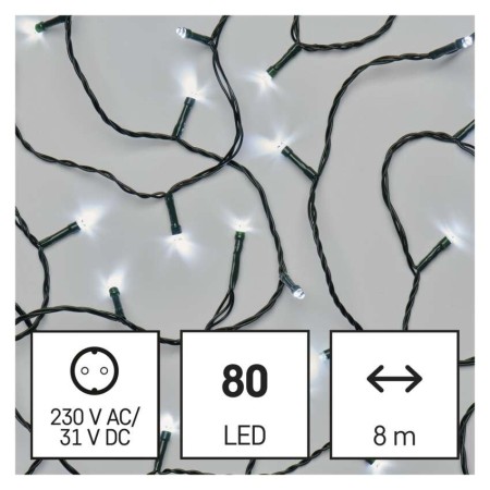 CATENA LUMINOSA 80 LED FISSI LUCE FREDDA 8MT C/TIMER INTERNO ESTERNO D4AC02