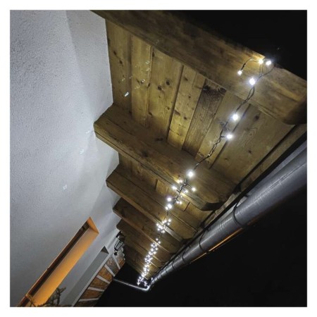CATENA LUMINOSA 180 LED FISSI LUCE FREDDA 18MT C/TIMER INTERNO ESTERNO D4AC04