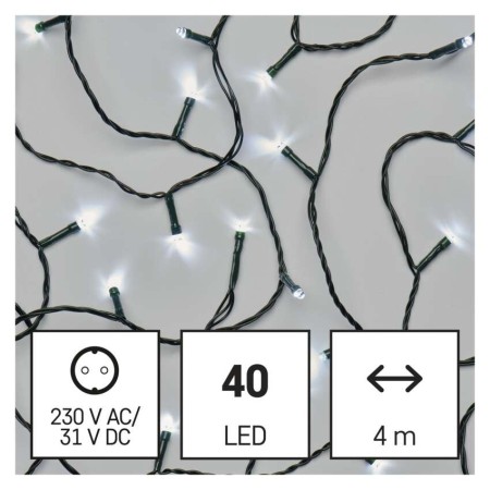 CATENA LUMINOSA 40 LED FISSI LUCE FREDDA 4MT C/TIMER INTERNO ESTERNO D4AC01