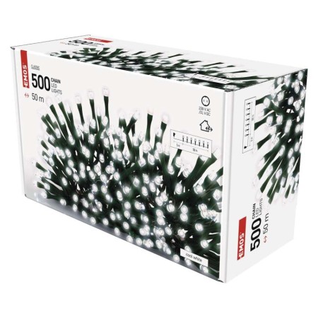 CATENA LUMINOSA 500 LED FISSI LUCE FREDDA 50MT C/TIMER INTERNO ESTERNO D4AC06