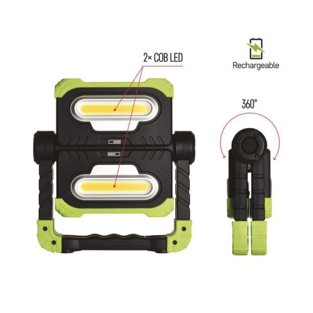 LAMPADA DA LAVORO RICARICABILE 2 COB LED 2000LM 4 MAGNETI POWERBANK EMOS P4536