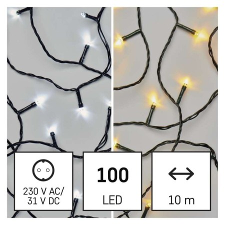 Catena Luminosa LED 100 luci Caldi e Freddi, 8 effetti, Esterno,10mt | Emos D4AL05