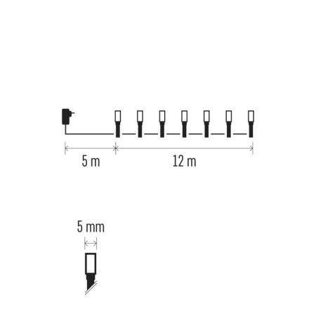 Catena Luminosa 120 LED: 96 caldi fissi e 24 freddi lampeggianti, 12m, Timer, Esterno | Emos D4AN02