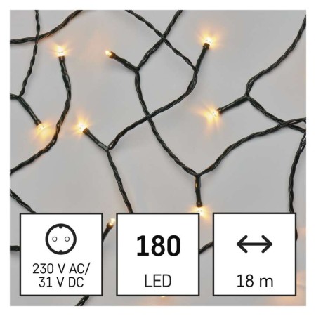 CATENA LUMINOSA 180 LED FISSI VINTAGE 18MT C/TIMER INTERNO ESTERNO D4AV04