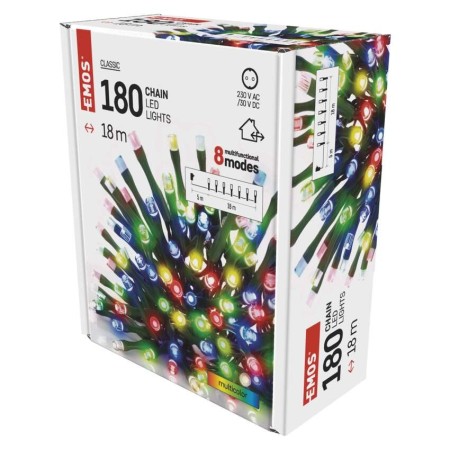 CATENA LUMINOSA 180 LED MULTICOLOR 18MT 8 GIOCHI DI LUCE INTERNO ESTERNO D4AM09