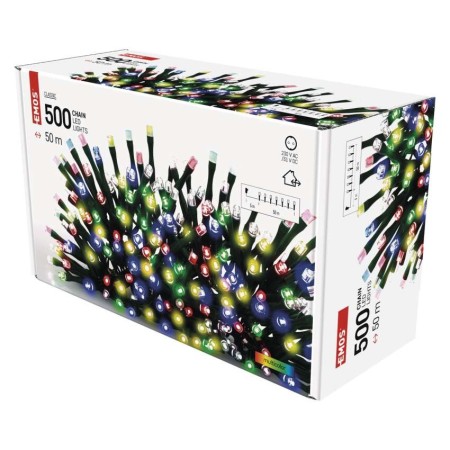 CATENA LUMINOSA 500 LED MULTICOLOR 50MT C/TIMER IP44 INTERNO ESTERNO D4AM06