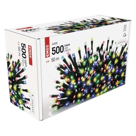 CATENA LUMINOSA 500 LED MULTICOLOR 50MT C/TIMER IP44 INTERNO ESTERNO D4AM06