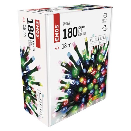 CATENA LUMINOSA 1800 LED MULTICOLOR 18MT C/TIMER IP44 INTERNO ESTERNO D4AM04