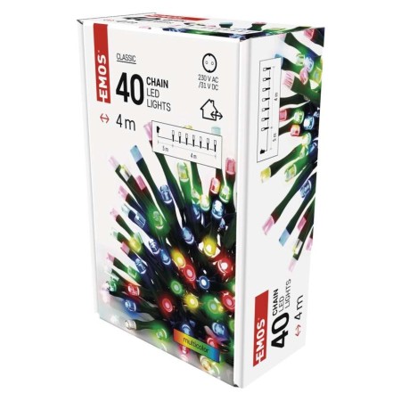 CATENA LUMINOSA 40 LED MULTICOLOR 4MT C/TIMER IP44 INTERNO ESTERNO D4AM01