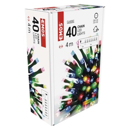 CATENA LUMINOSA 40 LED MULTICOLOR 4MT C/TIMER IP44 INTERNO ESTERNO D4AM01