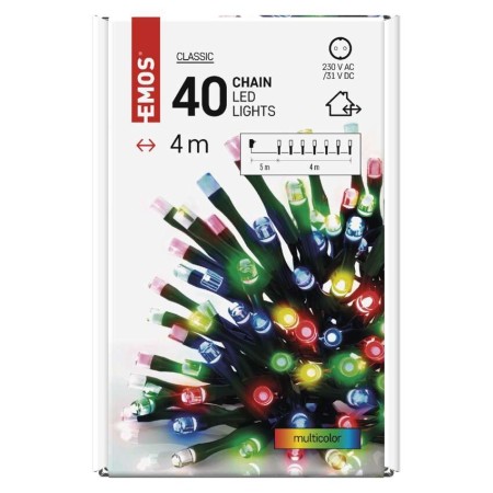 CATENA LUMINOSA 40 LED MULTICOLOR 4MT C/TIMER IP44 INTERNO ESTERNO D4AM01
