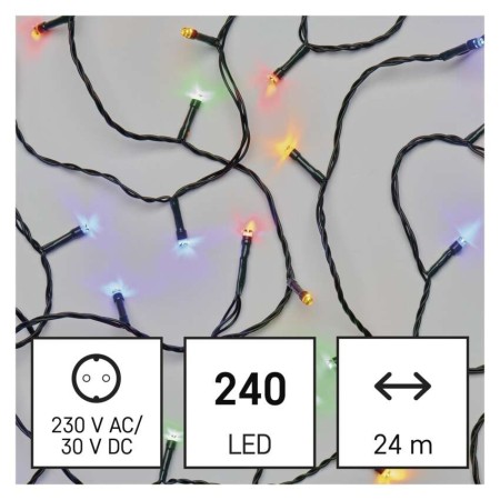 CATENA LUMINOSA 240 LED MULTICOLOR 24MT 8 GIOCHI DI LUCE INTERNO ESTERNO D4AM10
