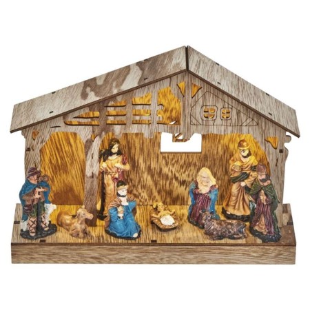 Presepe in Legno 5 Luci LED Caldi a Batterie 26x19mm | Emos DCWW14