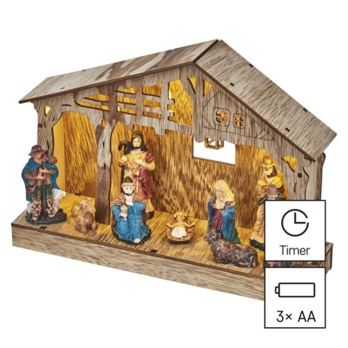 Presepe in Legno 5 Luci LED Caldi a...