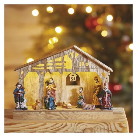 Presepe in Legno 5 Luci LED Caldi a Batterie 26x19mm | Emos DCWW14