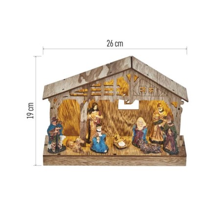 Presepe in Legno 5 Luci LED Caldi a Batterie 26x19mm | Emos DCWW14