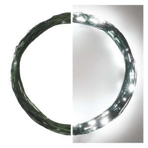 Catena LED filo verde 75 luci bianco freddo 7,5 metri timer automatico mimetizzazione alberi siepi giardino EMOS D3AC04