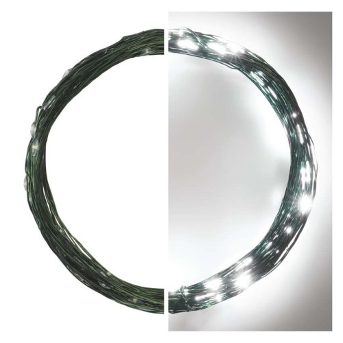 Catena LED filo verde 75 luci bianco freddo 7,5 metri timer automatico mimetizzazione alberi siepi giardino EMOS D3AC04