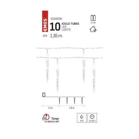 Catena Natalizia LED 20 Ghiaccioli a Batterie 135x10cm | Emos DCGC01