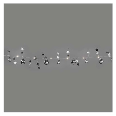 Catena Natalizia LED 20 Stelle e Sfere Argento a Batterie 1.9mt | Emos DCGW10