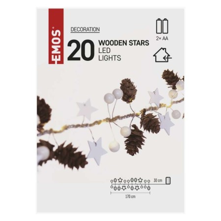 Catena Natalizia LED Stelle e Pigne a Batterie 1.7mt | Emos DCGW04