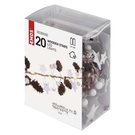 Catena Natalizia LED Stelle e Pigne a Batterie 1.7mt | Emos DCGW04