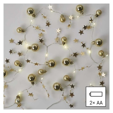 Catena Natalizia LED 20 Stelle e Sfere Oro a Batterie 1.9mt | Emos DCGW010