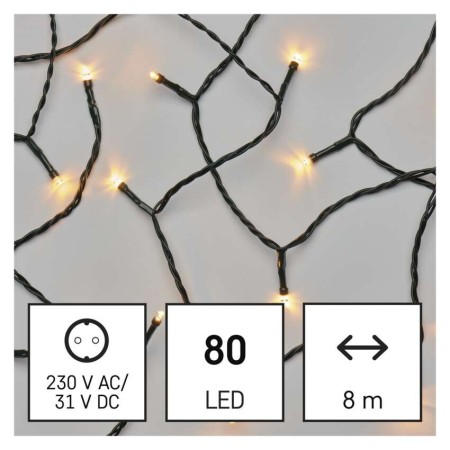 CATENA LUMINOSA 80 LED FISSI VINTAGE 8MT C/TIMER INTERNO ESTERNO D4AV02
