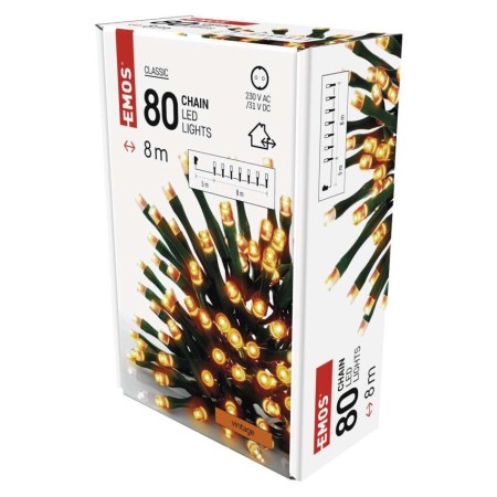 CATENA LUMINOSA 80 LED FISSI VINTAGE 8MT C/TIMER INTERNO ESTERNO D4AV02
