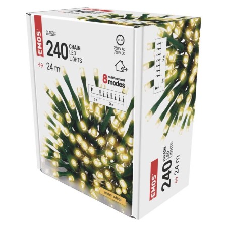 Catena Luminosa LED 240 luci Calde, 24m, 8 Effetti, Esterno | Emos D4AW08