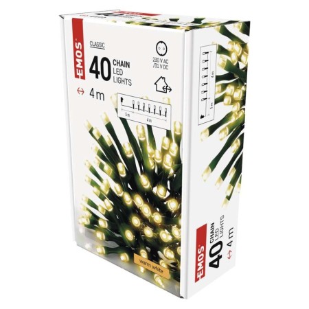 Catena Luminosa LED 40 luci Fisse Calde, 4m, Timer, Esterno | Emos D4AW01