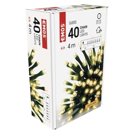 Catena Luminosa LED 40 luci Fisse Calde, 4m, Timer, Esterno | Emos D4AW01
