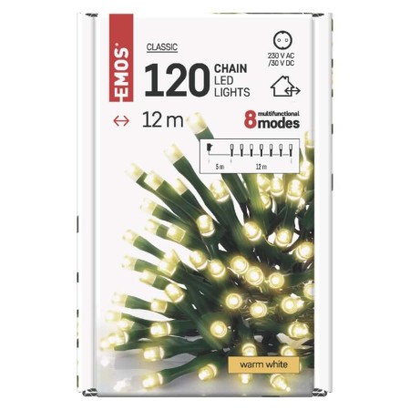 Catena Luminosa LED 120 luci Calde, 12m, 8 Effetti, Esterno | Emos D4AW09