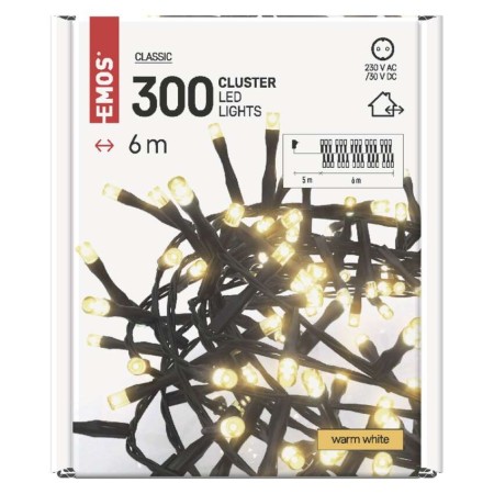 Catena LED Cluster 300 Luci Calde, 6 mt, Timer, Esterno | EMOS D4BW04