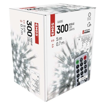 Tenda LED 300 Luci Fredde, 5mt, Telecomando 8 Giochi di Luce, Timer, Interno Esterno | Emos D4CC02