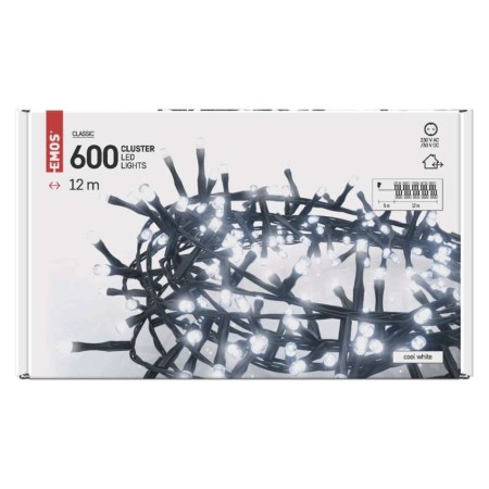 Catena Luminosa Cluster 600 LED Freddi, 12mt, Timer | EMOS D4BW08