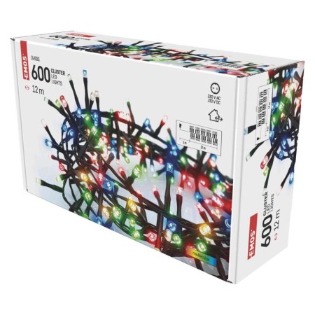 Catena Luminosa Cluster 600 LED Multicolor, 12mt, Timer | EMOS D4BM03