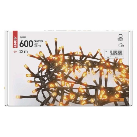 Catena Luminosa Cluster 600 LED Vintage, 12mt, Timer | EMOS D4BV03