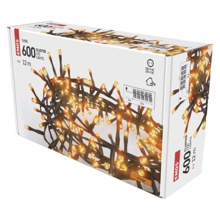 Catena Luminosa Cluster 600 LED Vintage, 12mt, Timer | EMOS D4BV03