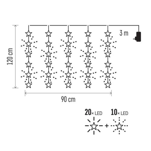 Tenda LED 30 Stelle Luce Calda: 20... Tenda LED 30 Stelle Luce Calda: 20...