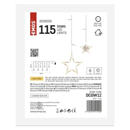 Tenda LED 115 Luci Fredda, Fiocchi di neve, 185x105cm Interno | Emos DCGW12