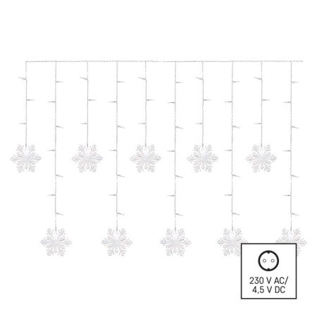 Tenda LED 115 Luci Fredda, Fiocchi di neve, 135x50cm Interno | Emos DCGW13