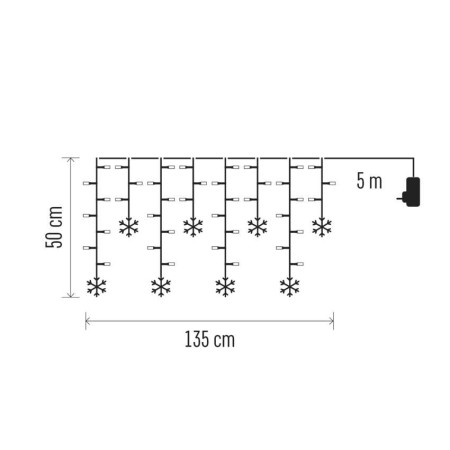 Tenda LED 115 Luci Fredda, Fiocchi di neve, 135x50cm Interno | Emos DCGW13