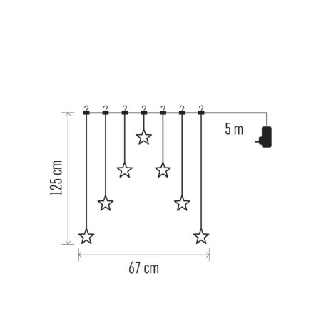 Tenda Natalizia 70 LED: 7 Stelle Luce Calda 67x125cm | Emos DCGW01