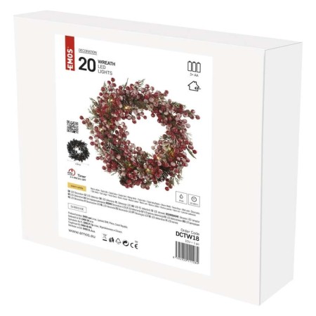 Ghirlanda Natalizia Decorata con Bacche Rosse Innevate e Luci LED | Emos DCTW18