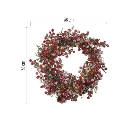 Ghirlanda Natalizia Decorata con Bacche Rosse Innevate e Luci LED | Emos DCTW18