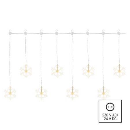 Tenda Natalizia LED: 8 Ficchi di Neve Luce Calda 84x45cm, Interno Esterno| Emos DCGW06