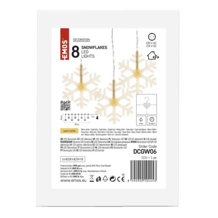 Tenda Natalizia LED: 8 Ficchi di Neve Luce Calda 84x45cm, Interno Esterno| Emos DCGW06