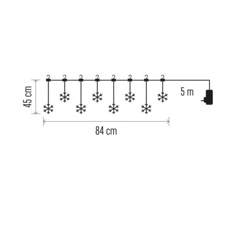 Tenda Natalizia LED: 8 Ficchi di Neve Luce Calda 84x45cm, Interno Esterno| Emos DCGW06